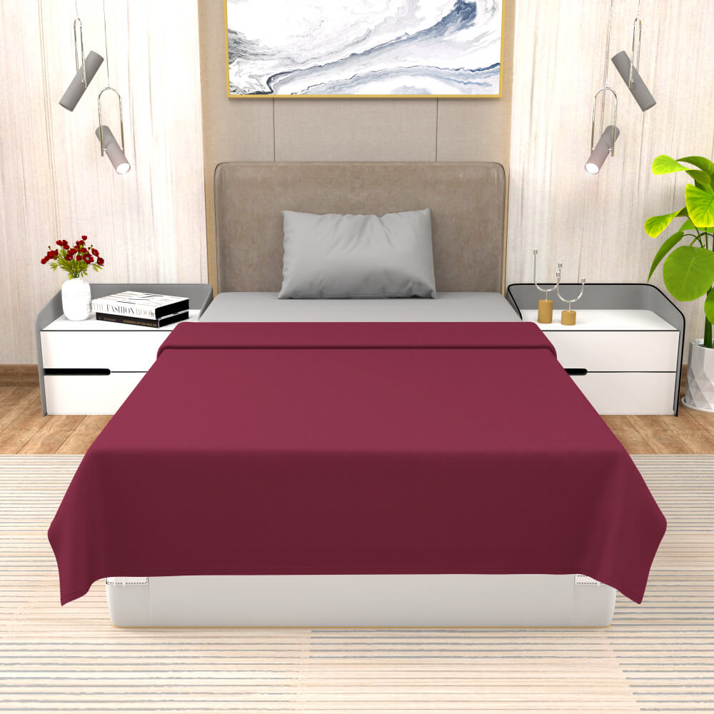 buy maroon winter single bed blanket - side view
